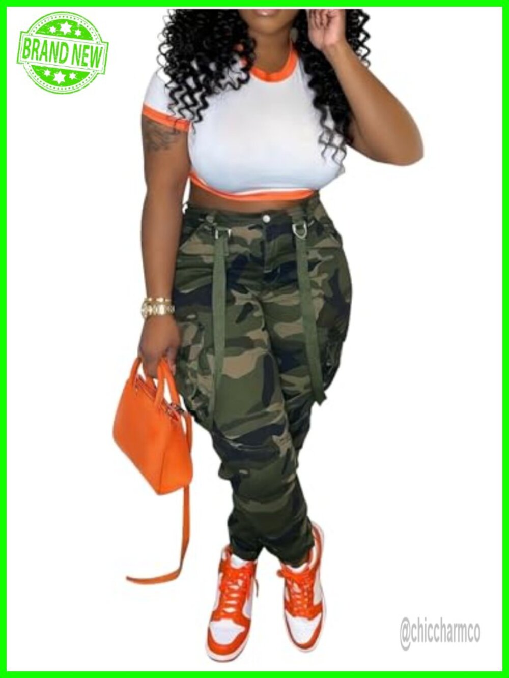 Army Fatigue High Waisted Stretchy Camo Cargo Pants
